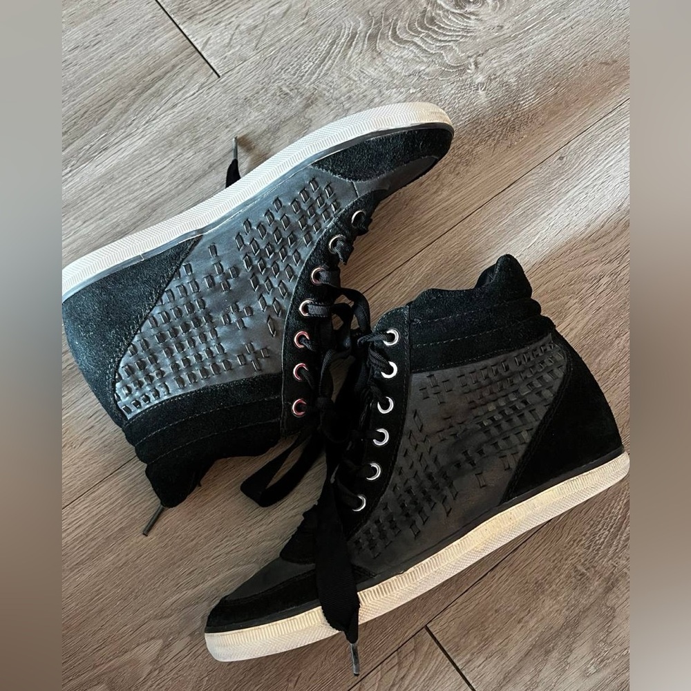 Coach Black Textured wedge High-Top Sneakers
